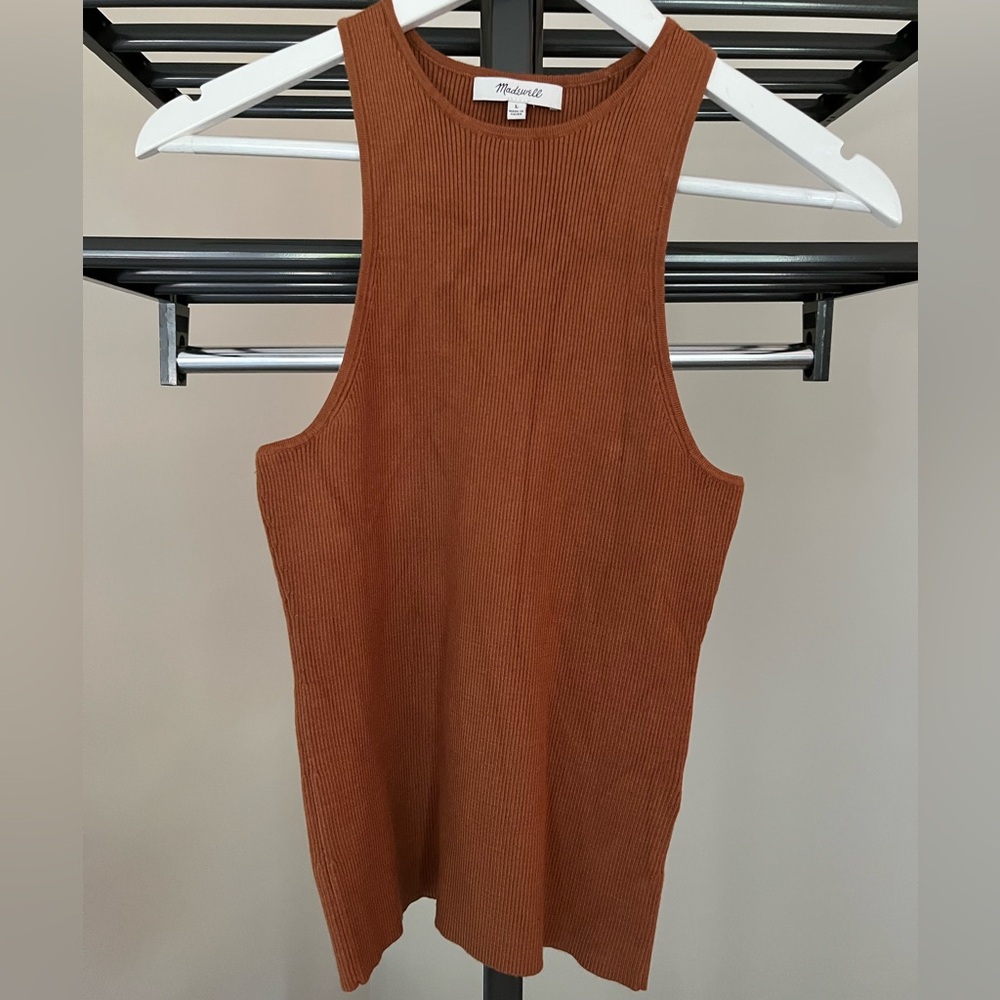Madewell Women's Rust Ribbed Racerback Top